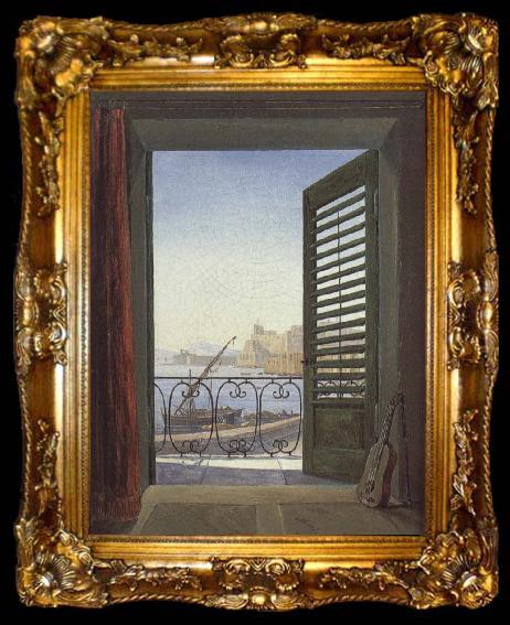 framed  Carl Gustav Carus Balcony overlooking the Bay of Naples, ta009-2